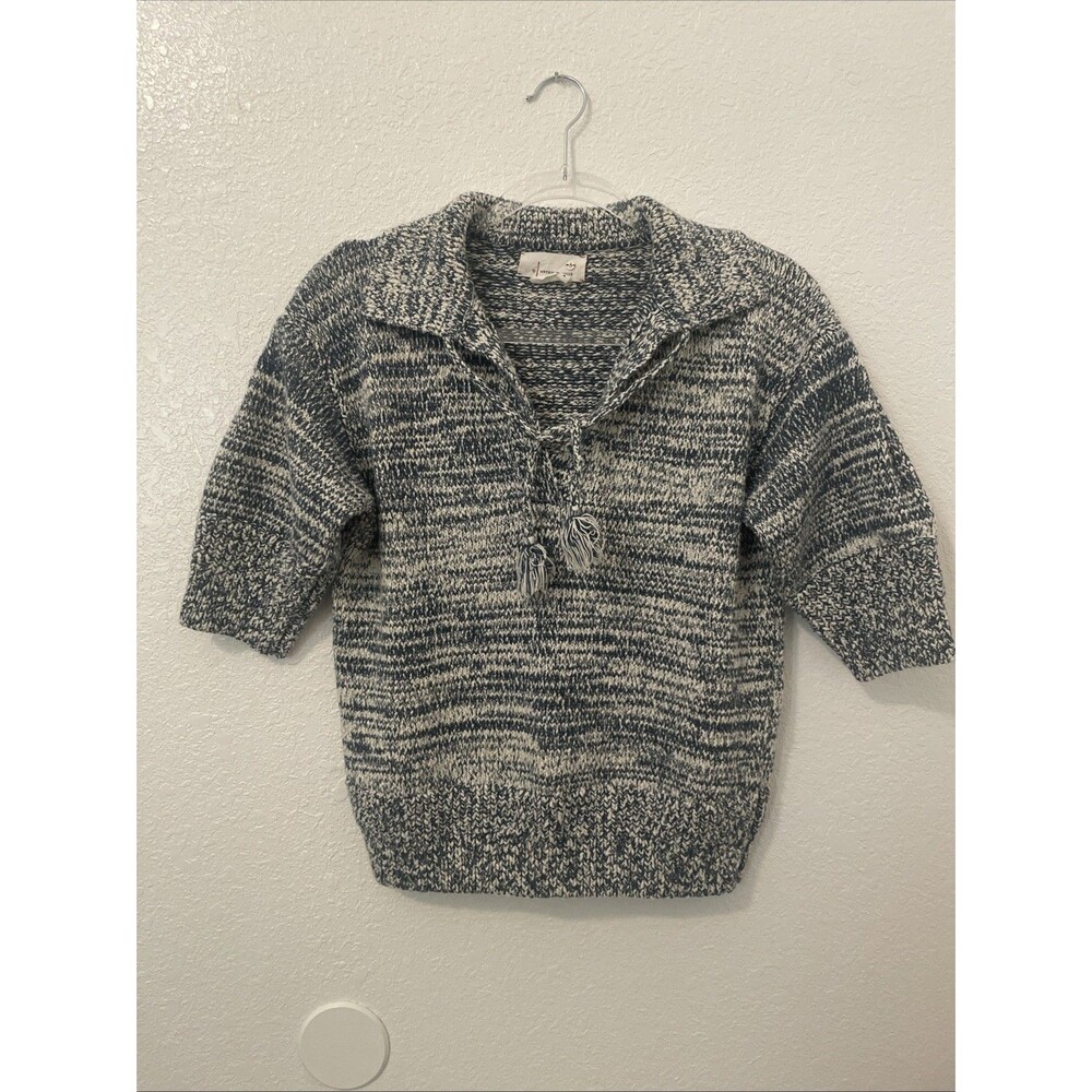 Anthropologie M Medium Carlotta Collared Sweater Marled Classic Preppy Lagenlook